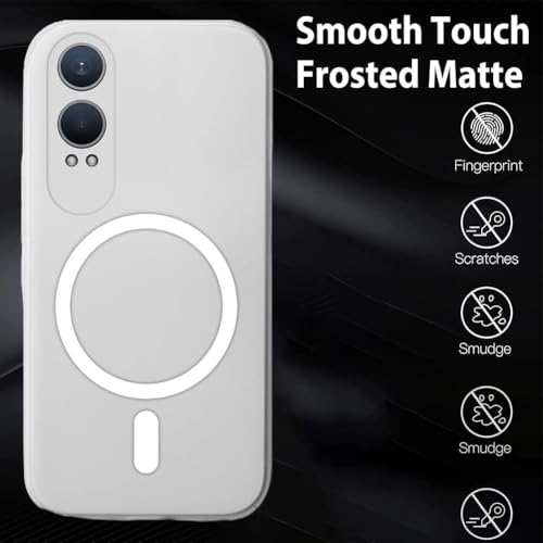 Image of SHINESTAR Back Cover for OnePlus Nord CE 4 Lite 5G | Frosted Semi-Transparent Slim Case | Only Compatible with Wireless Magnetic Accessories | Hard Back, Matte Finish - White