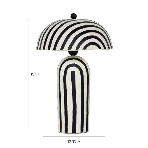 Image of Tov Furniture Maiori Black Striped Papier Mache Table Lamp