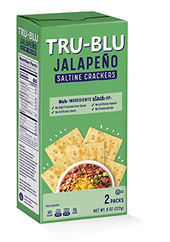 Tru-Blu Jalapeno Saltine Crackers | No artificial ingredients | No High Fructose Corn Syrup | Made in the USA | 8 Ounce (Pack of 3)