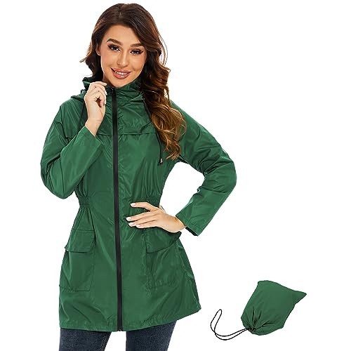 Century Star Damen Regenjacke Wasserdicht Atmungsaktiv Sommerjacke Windbreaker Grasgrün L