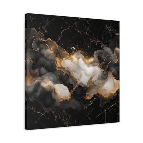 Art mural abstrait noir et or pour sublimer un mur de salon vide