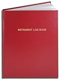 BookFactory Instrument Log Book - 120 Pages 8'' x 10'' Red Cover Section Sewn Hardbound (Made in USA)