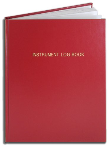 BookFactory Instrument Log Book - 120 Pages 8'' x 10'' Red Cover Section Sewn Hardbound (Made in USA)