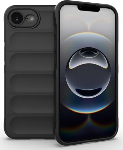 Image of ShieldTech AirGuard Series Back Cover Case for Apple iPhone 17e | Microfiber Lining | Airbag Cushion Drop Protection | Shockproof Silicone Back Cover Case | Anti Slip Grip - Black for iPhone 17e