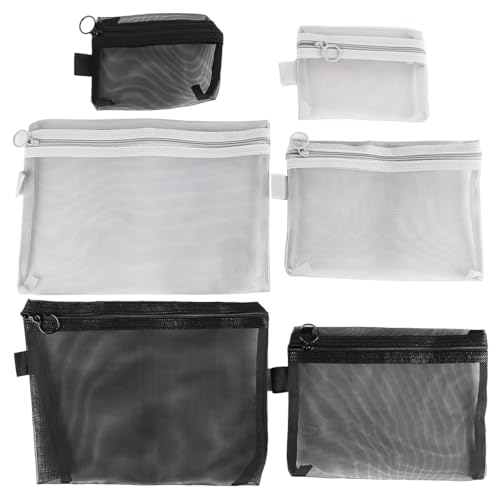 VOANZO Juego de 6 Bolsas de Malla para cosméticos con Cremallera, Bolsas de Almacenamiento portátiles para Cables de Datos, Cargadores de teléfonos móviles, organización de Auriculares