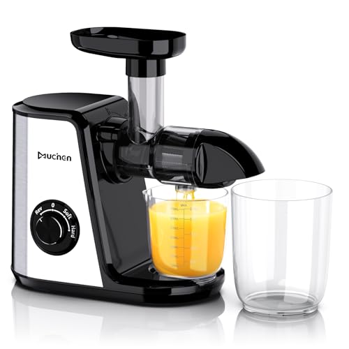 Muchen Slow Juicer Entsafter Gemüse und Obst Testsieger 150W Leiser Motor, Rückwärtszerkleinerung, Einfache Reinigung, Edelstahl Design...