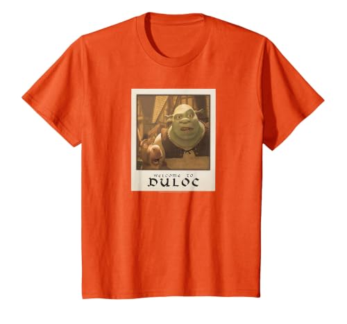 Shrek Welcome to Duloc Shrek and Donkey Polaroid T-Shirt, Youth, Orange, Large