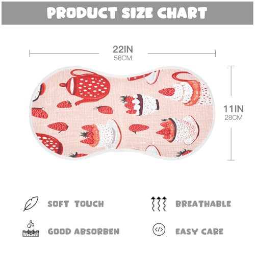 Cups and Strawberries Plant Burp Cloths Cotton Baby Washcloths,Large 22x11in Burping Cloth Absorbent and Soft for Newborn Baby Boys and Girls,4 Pack4