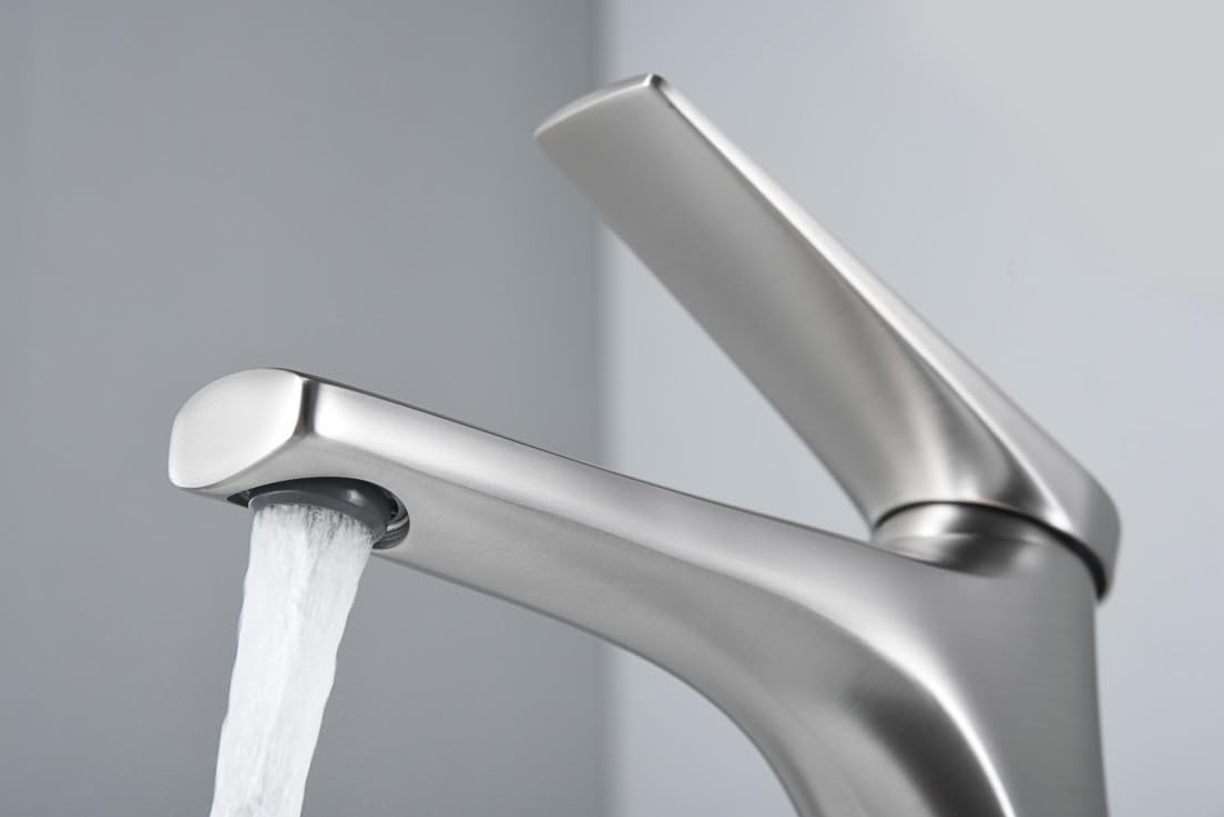 MICE - Grifo monomando con caño alto para lavabo, Cuerpo de grifería en acero S.316, máxima calidad anticorrosión y alta resistencia Griferia Alta de lavabo Acero Inox. Cepillado