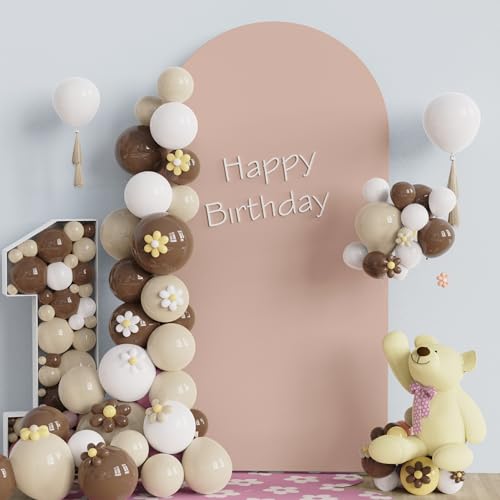 Fomcet 6.6FT Wedding Arch Cover Nude Spandex Fitted Fabric Arch Backdrop Cover Round Top Chiara Backdrop Covers for Birthday Party Baby Shower Wedding Ceremony Decoration