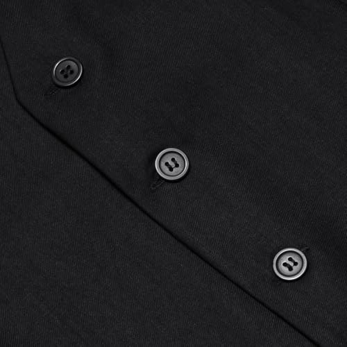 Image of Hi-Tie Men's Formal Suit Vest Solid Fit Vest for Men 3 Pockets V Neck Waistcoat Business Wedding Casual