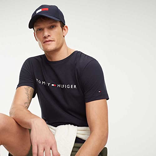 Tommy Hilfiger Camiseta de Manga Corta para Hombre Core Tommy Logo Cuello Redondo, Azul (Sky Captain), L - imagen 4