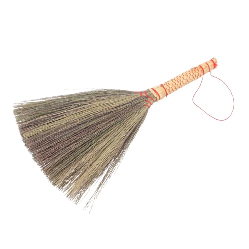 VALICLUD Scopa Intrecciata in Paglia con Manico Corto Ergonomico Fatta Mano per Polvere per Ufficio e Pulizie Domestiche Piccola e Facile da Riporre