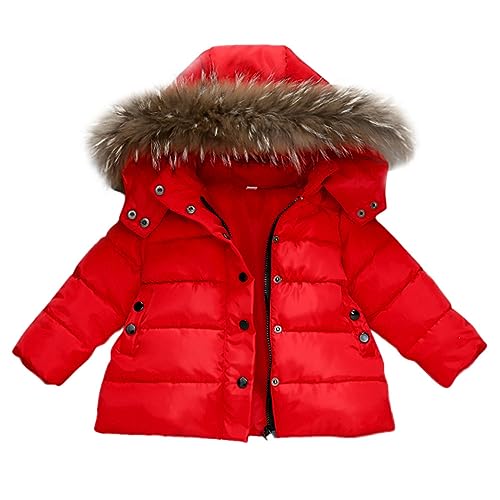Toddler Kids Baby Girls Boys Winter Coats Thicken Fleece Collar Hoodie Down Jacket Windproof Snowsuit Coat