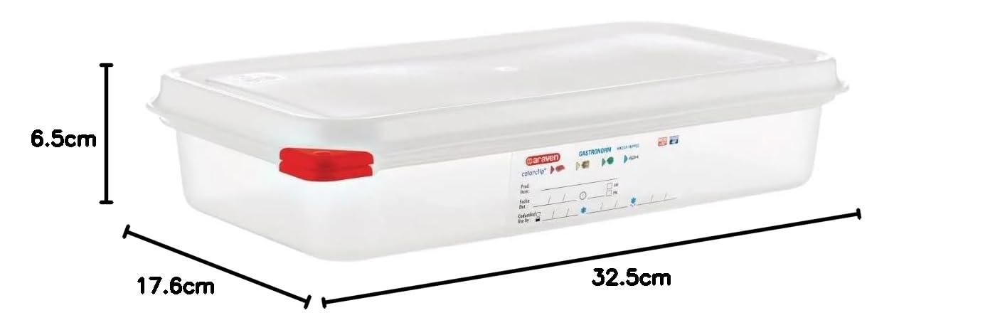 Araven 03352 Frischhaltedosen aus Polypropylen, mit Deckel, GN 1/3, 2,5 l, 65 mm, mit Griff, 4 Stück