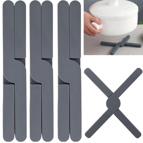 Sottopentola in silicone resistente al calore, 4 pezzi, sottopentola pieghevole in silicone, per pentole, padelle calde, protezione impilabile