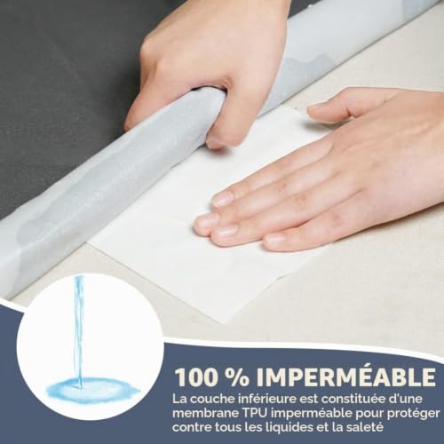DUJUIKE Drap en Velours imperméable, Couvre-lit imperméable, Protège-Matelas, Convient aux Enfants, aux Personnes âgées et aux Animaux domestiques, Confortable, Respirant (Gris, 200 x 230cm) – vue 3