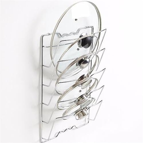 Pot Lid Organizer for Cabinet Door/Wall, Stainless Steel Lid Holder, Rack for Pan Lid Organizer, Lid Holder Stand, Cutting Board, Grill Tray Storage Kitchen Accessories