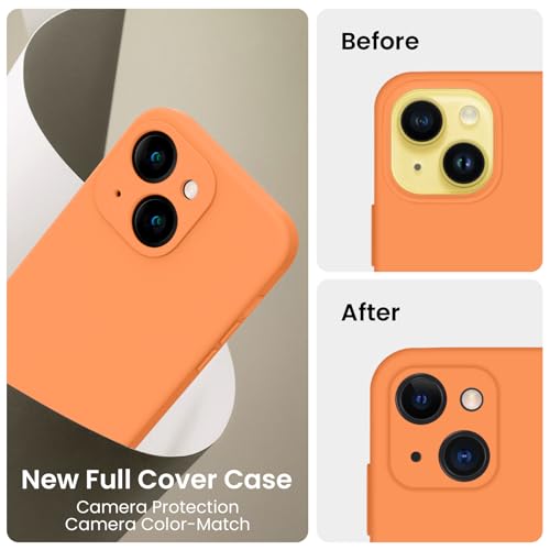 Image of FireNova Designed for iPhone 14 Case, Silicone Upgraded [Camera Protection] Phone Case, Soft Anti-Scratch Microfiber Lining Inside, 6.1 inch, Kumquat
