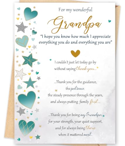 Missonemi Grandpa Birthday Card – Heartfelt Birthday Gifts Card for Grandpa from Grandchild, Loving and Meaningful Thank You Message, Special Birthday Greeting Card for Grandfather