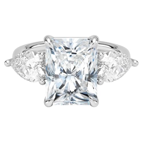 4 CT Radiant Cut Lab Grown Diamond Luxe Three Stone Engagement Ring For Her