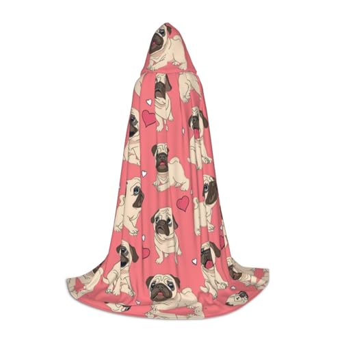 OKFSTY Disfraz unisex de perro carlino con capucha para Halloween, cosplay, Navidad, carnaval, fiesta de cosplay