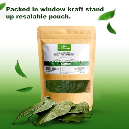 Dried Soursop Leaves From Ceylon Sri Lanka| 100 Leaves ~ 2oz (56g)