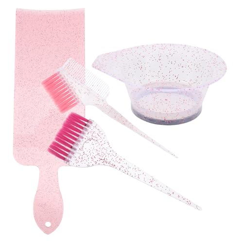 VILLCASE Kit de Tinte Cabello Bol y Brocha Rosa Set para Mezclar y Aplicar Tinte Brocha Doble Función Peine y Cepillo Tamaño Ergonómico para Uso Doméstico