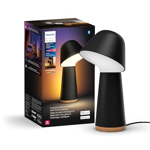 Philips Hue Twilight Smart LED Sleep and Wake-Up Lamp, White & Color Light, Bluetooth Compatible, Voice Control with Alexa, Apple Home & Google Assistant, Black
