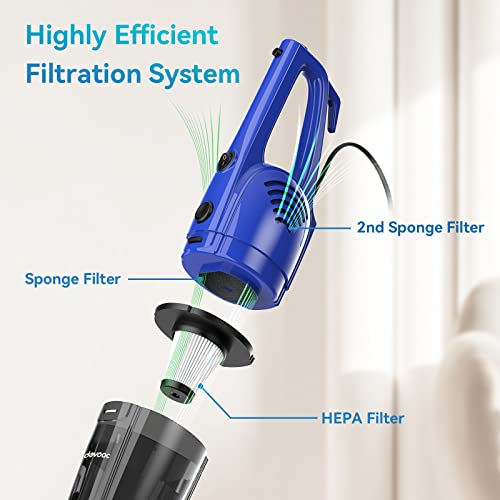 𝟮𝟬𝟮𝟯 𝙐𝙥𝙜𝙧𝙖𝙙𝙚 Stick Vacuum Cleaner, 20Ft Extra Long Cord, 16Kpa Powerful Suction, 3 In 1 Lightweight Corded Vacuum Cleaner With Hepa Filter, 400W Handheld Vac For Pet Hair Hard (Royal Blue) #TOP4