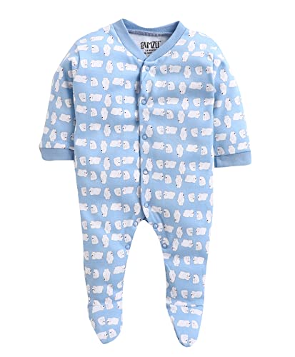 Image of BUMZEE Full Length Printed Baby Footies Sleepsuit Pack of 3