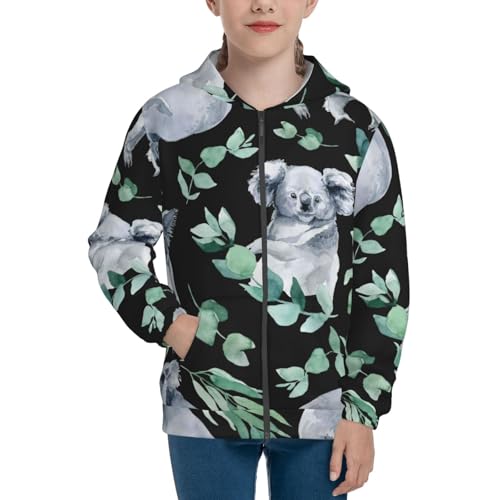 Cartoon Koala Bear Kids Pullover Hoodies Boys Zip Up Sweatshirts Girls Athletic Clothes with Pocket3