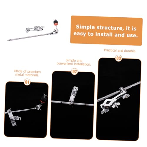 Abrazadera para platillo de batería con brazo extensible ajustable, brazo de extensión metálico para montaje de hardware de percusión y accesorios miniatura 5