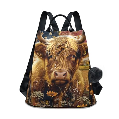 Mochila retro para mujer Highland Cow antirrobo que evita robos en tus viajes