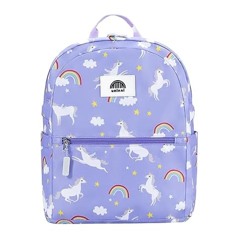 uninni 14" Kids Backpack for Girls and Boys Age 5-8 Years Old with Padded, and Adjustable Shoulder Straps - Unicorn (Purple) Cover