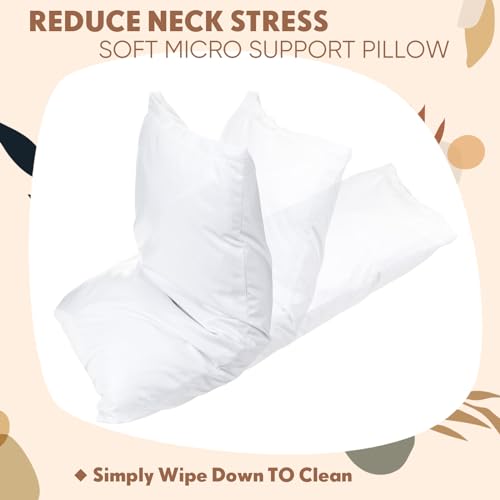 Jingmore 20 x 26 Inches Reusable Bed Pillow with Vinyl Pillow Protector, Waterproof Medical Pillow for Sleeping, Fluid and Stain Resistant, Wipeable Easy Clean, White