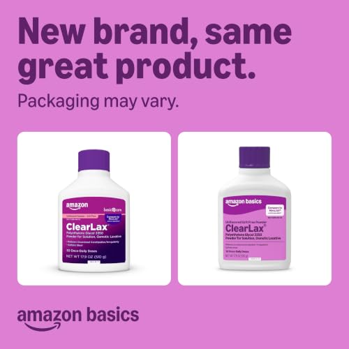 Amazon Basics ClearLax, Polyethylene Glycol 3350 Powder for Solution, Osmotic Laxative, Unflavored, 1.11 Pound (Pack of 1) (Previously Care) view 2