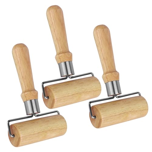 Palmcee Dough Roller, 3 PCS Wooden Rolling Pin with Handles Non- Stick Kitchen Rolling Pin, Comfortable to Grip, T Shape Roller for Cookies, Pizza, Pies & Dumplings, PA-RO-00101