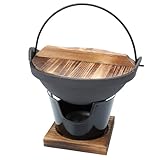 Kichvoe Gusseisen Sukiyaki Topf 20cm Japanischer Hot Pot mit Dreieck Gaskocher Hochtemperaturbeständig für Zuhause und Camping