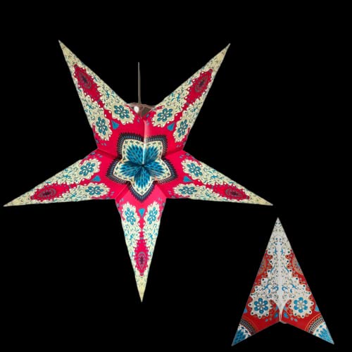 Image of Lantern Lampshade Paper Star Light Shades Large 60cm Star Hanging Decorations for Christmas Wedding Home Decoration Birthday Party (Glitter White, Red, Blue)