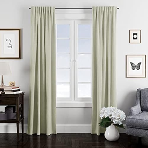 Image of LINENWALAS Cotton Curtains Set of 2, Canvas Long Door Curtains for Home Decor, Hangs Elegantly with Back Loops (4.5x9 ft, Silver)