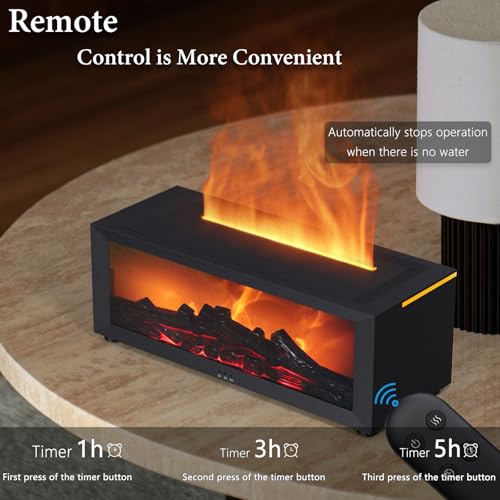 Image of Fireplace Essential Oil Diffuser, 150ml Aromatherapy Diffuser, Ultrasonic Cool Mist Humidifier, 7 Colors Firelight Flame Diffuser with Remote for Home Office
