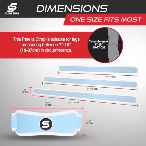 Image of Sleeve Stars Swedish Brand Patellar Tendon Support Strap for Women & Men Effective Osgood Schlatter Knee Brace Youth & Kids Knee Brace with 3 Adjustable Length fits 7 inch-15 inch (Single /Light Blue /Kids)