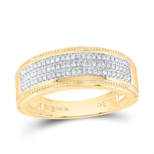 Jewels By Lux 10K Yellow Gold His Hers Round Diamond Square Matching Wedding Set 5/8ctw, Womens Size 5-9, Mens Size 8-123