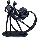 Waazai Estatua de hierro de amor apasionado, escultura artística de pareja afectuosa, hecha a mano, figura de hierro fundido, adorno de metal romántico, detalles modernos abstractos, decoración para