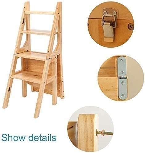 Escabeau robuste 4 marches bois pour atteindre les placards hauts sans risque - 3
