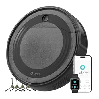 Foto di LEFANT M310 Robot Aspirapolvere 4500Pa, 180Min, Evitamento Ostacoli, 4 Modalità, WiFi/App/Alexa, Ultra Sottile 28cm, Aspirapolvere Robot per Peli Animali e Pavimenti Duri, Nero