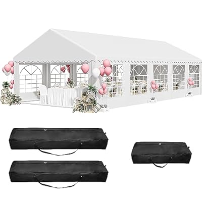 YITAHOME 16x32FT Party Tent Heavy Duty PVC Wedding Event Shelters White Upgraded Galvanized Ripple Canopy with Large Roof Removable Sidewalls & 3 Storage Bags 600D Oxford Commercial