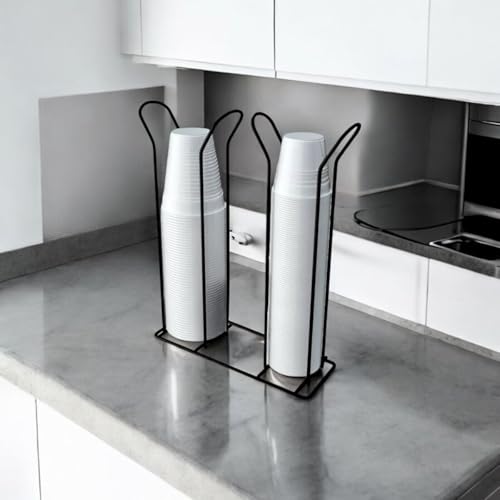 Suporte Porta Copo Organizador Descartável Mesa Café Escritório Luxo Duplo (Preto)