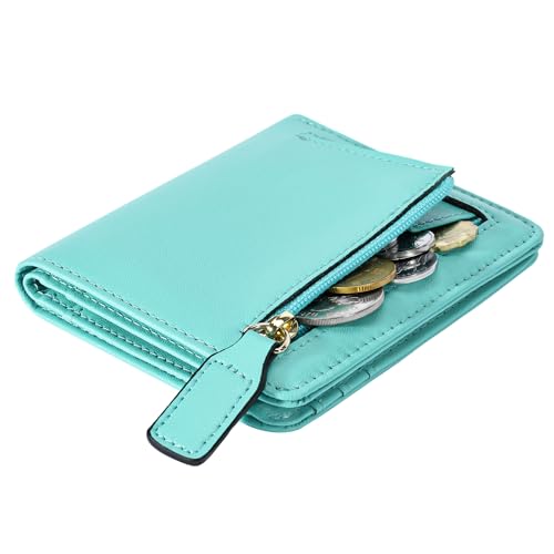 Gostwo Wallet Women, Mini Slim Wallet for Women, Compact Bifold Small Wallets Woman Rfid Blocking Card Holder, Billfolds Thin Leather Zipper, Gift for Ladies Teen Girls with ID Window, Light Blue by Gostwo - Used condition - Image 8
